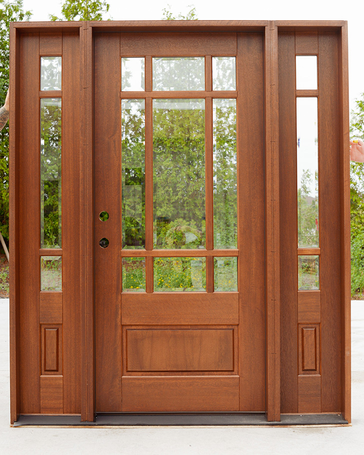 Mahogany Prairie Door with Sidelights