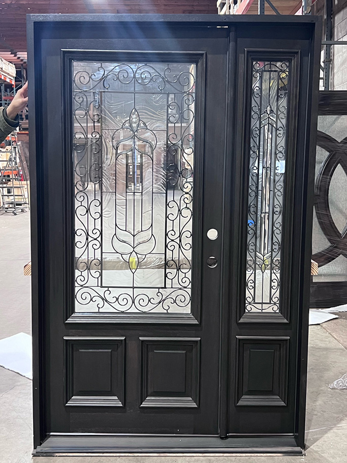 Mahogany 2/3 Lite door with Sidelights