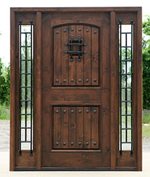 Rustic Exterior doors in Walnut Finish Clear Beveled Glass