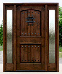 Rustic Enxterior Door with rain glass sidelights