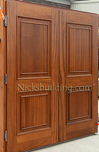 copper double doors Lattice Design Mahogany inside
