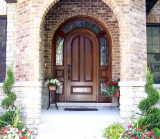 round top mahogany entry door
