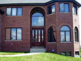 wood entry door with 2 sidelights