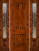 rustic door SW-62 with Gothic Style Glass SW-100 Sidelights