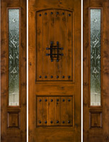 8' 0" Rustic Door model SW83 has 2 sidelights with Sierra leaded glass