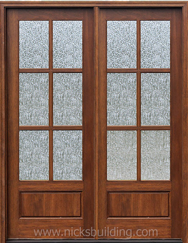 6-Lite 8-0 French Doors Rain Glass
