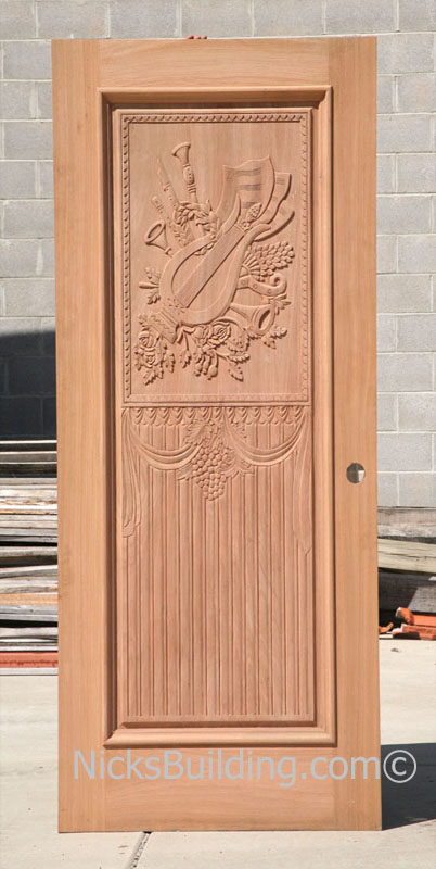 Carved Wood Doors with Music Room theme