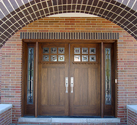 Craftsman Style Double Doors sidelights