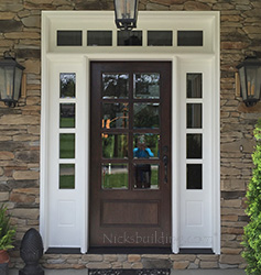 8-lite mahogany door with painted sidelites