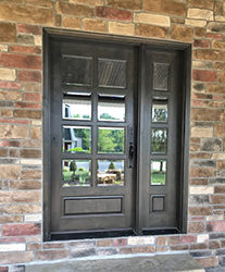 Knotty Alder 8-lite Exterior Door with 1 Sidelight in Walnut Finish