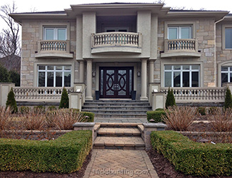 modern exterior mahogany double doors