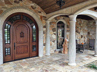 custom round top door in Sapele