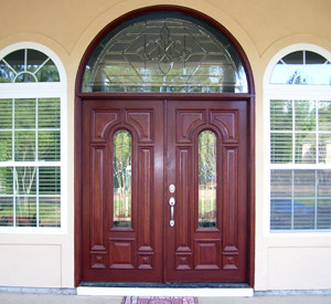 Double Doors with Half Round Transom Majestic Glass