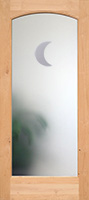 knotty alder full lite interior etched glass door with moon