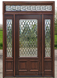 Solid wood door with rectangular transom N200