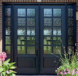 N10-lite mahogany double doors with flemish glass