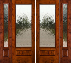 Rustic Double Door with Sidelights with Flemish Glass in 8' 0"
