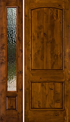SW66 rustic door and SW-100 sidelite with Flemish Glass