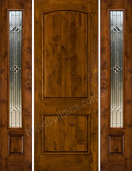 Knotty Alder Exterior Doors sw66 with sw100 sidelights