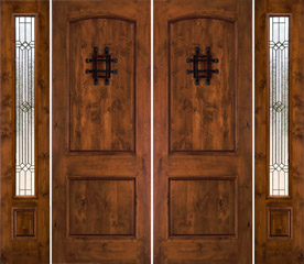exterior rustic double doors with side panels