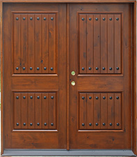 SW-90 Knotty Alder 2 Panel with V-Grooves and Clavos Nails