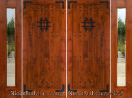 SW-70 double doors with clear beveled glass sidelights