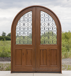 Arched Top Double Doors in Rustic Teak Wood
